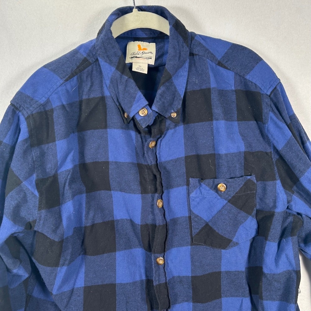 Field & Stream Men's Size XL‎ Black Blue Buffalo Plaid Flannel Shirt